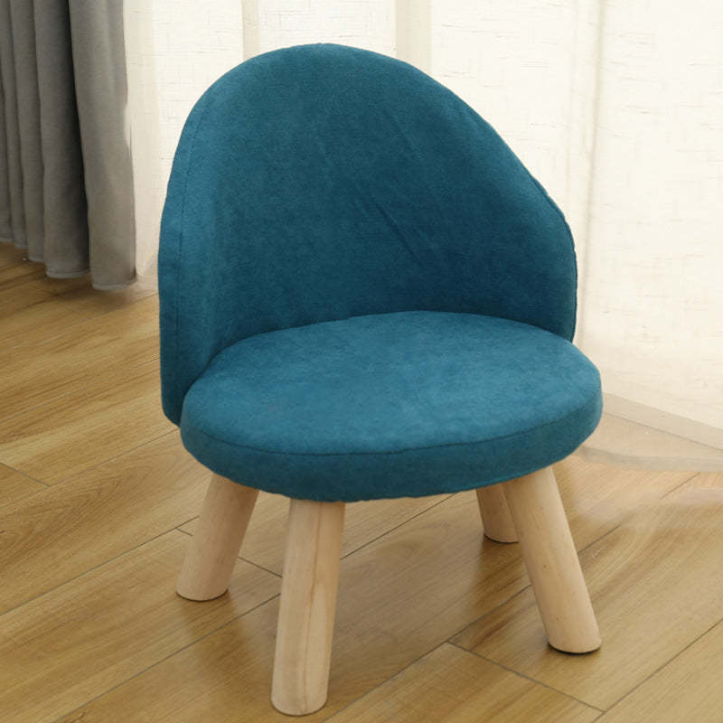 Nordic Upholstered Wood Leg Low Stool — Yellow