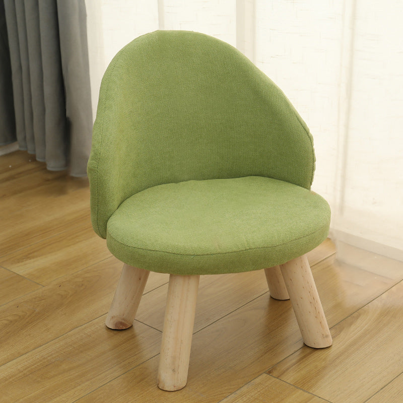 Nordic Upholstered Wood Leg Low Stool — Green