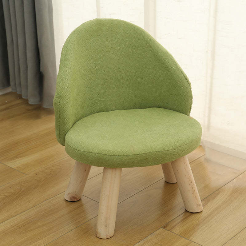 Nordic Upholstered Wood Leg Low Stool — Green