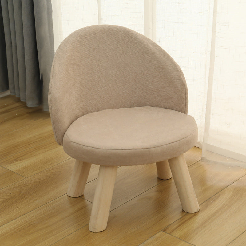 Nordic Upholstered Wood Leg Low Stool — Dark Gray
