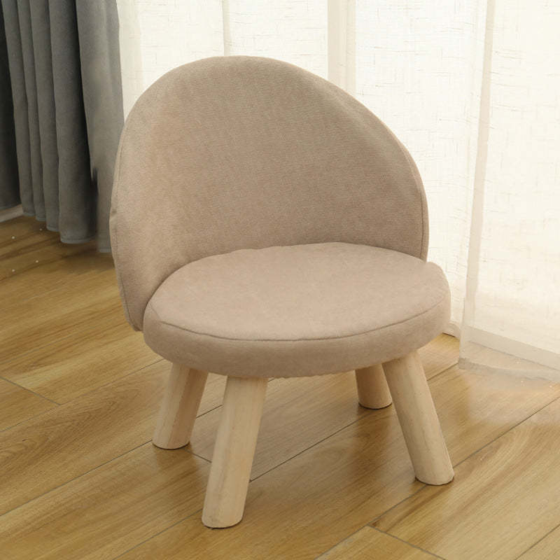 Nordic Upholstered Wood Leg Low Stool — Dark Gray