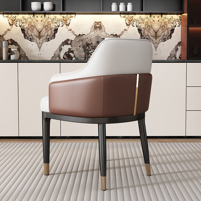 Contemporary Leather Iron Dining Chair — Gray + Dark Gray