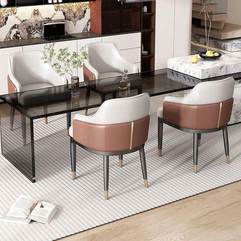 Contemporary Leather Iron Dining Chair