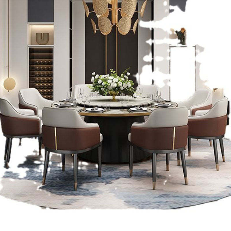 Contemporary Leather Iron Dining Chair