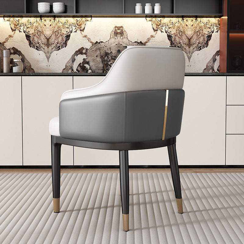 Contemporary Leather Iron Dining Chair — Gray + Pink