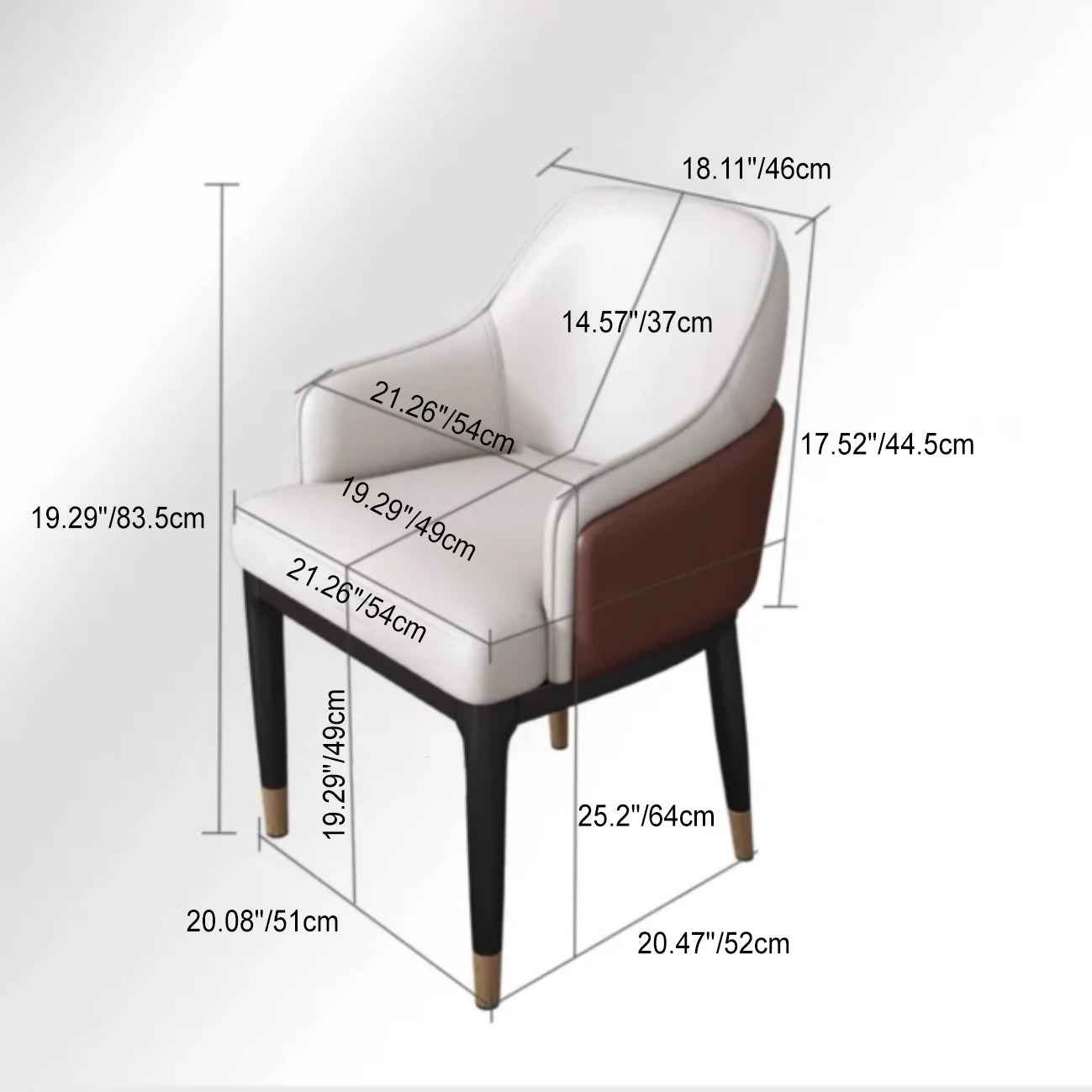 Contemporary Leather Iron Dining Chair — Gray + Orange