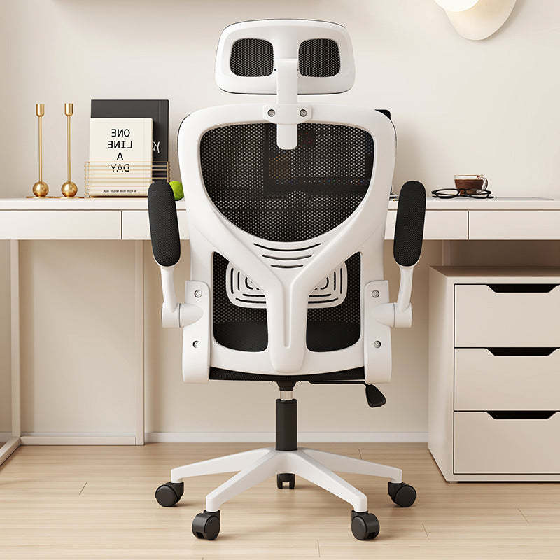 Modern Ergonomic Adjustable Desk Chair — White Frame + Black Mesh