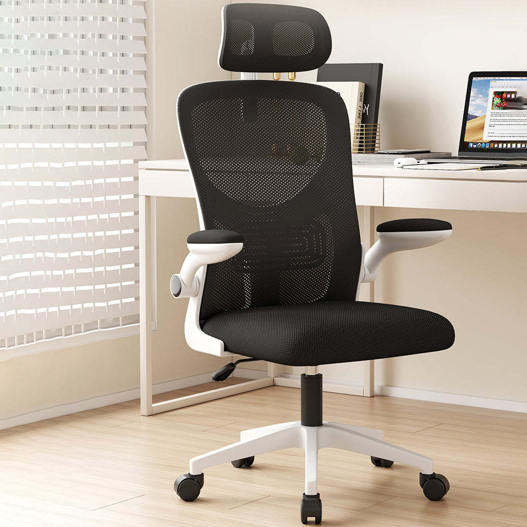 Modern Ergonomic Adjustable Desk Chair — Black Frame + Black Mesh