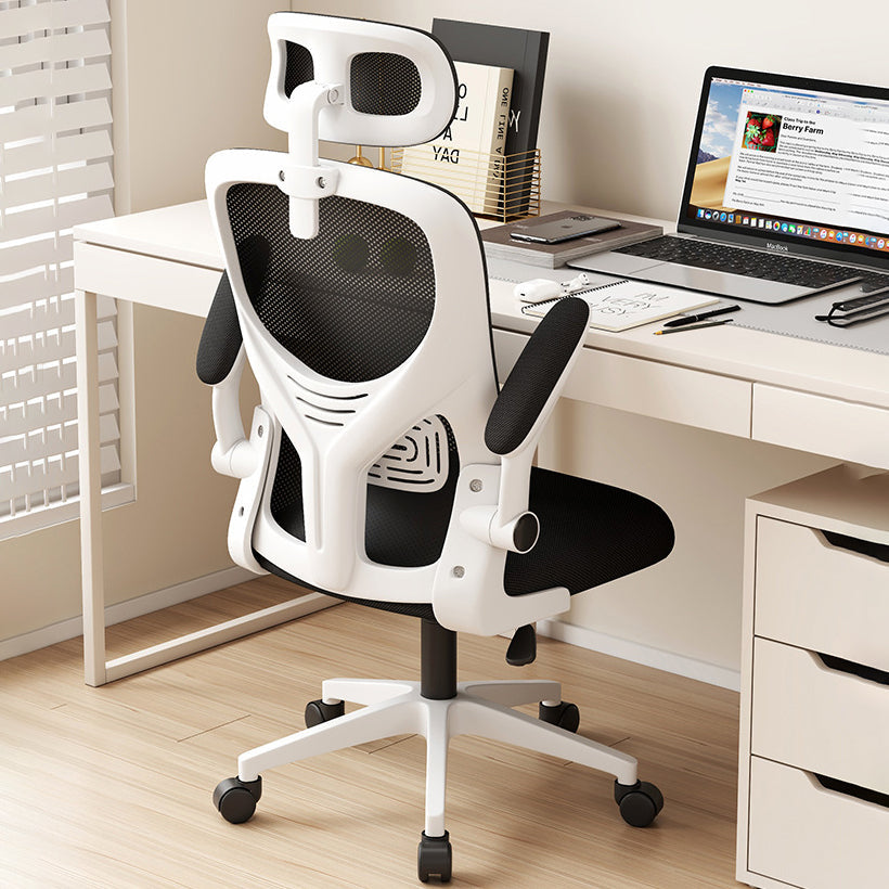Modern Ergonomic Adjustable Desk Chair — White Frame + Gray Mesh
