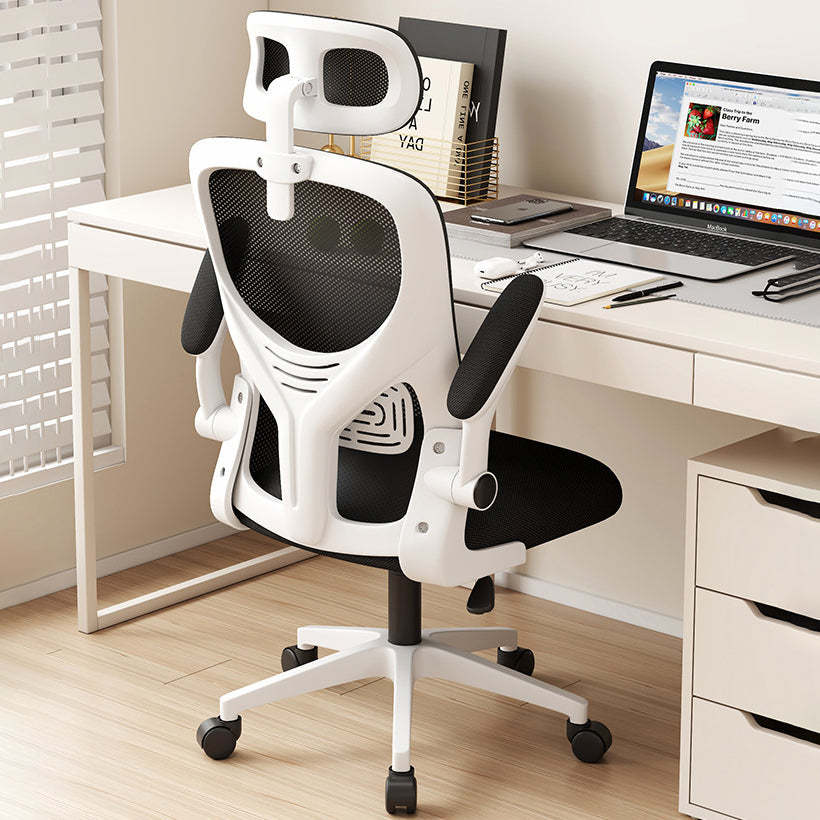 Modern Ergonomic Adjustable Desk Chair — White Frame + Gray Mesh
