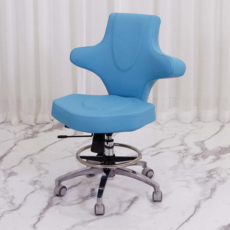 Contemporary PU Leather Swivel Wing Back Bar Stool — Blue