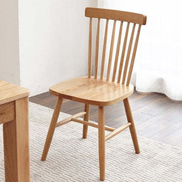 Retro Splayed Leg Curved Dining Chair — Original Wood Color