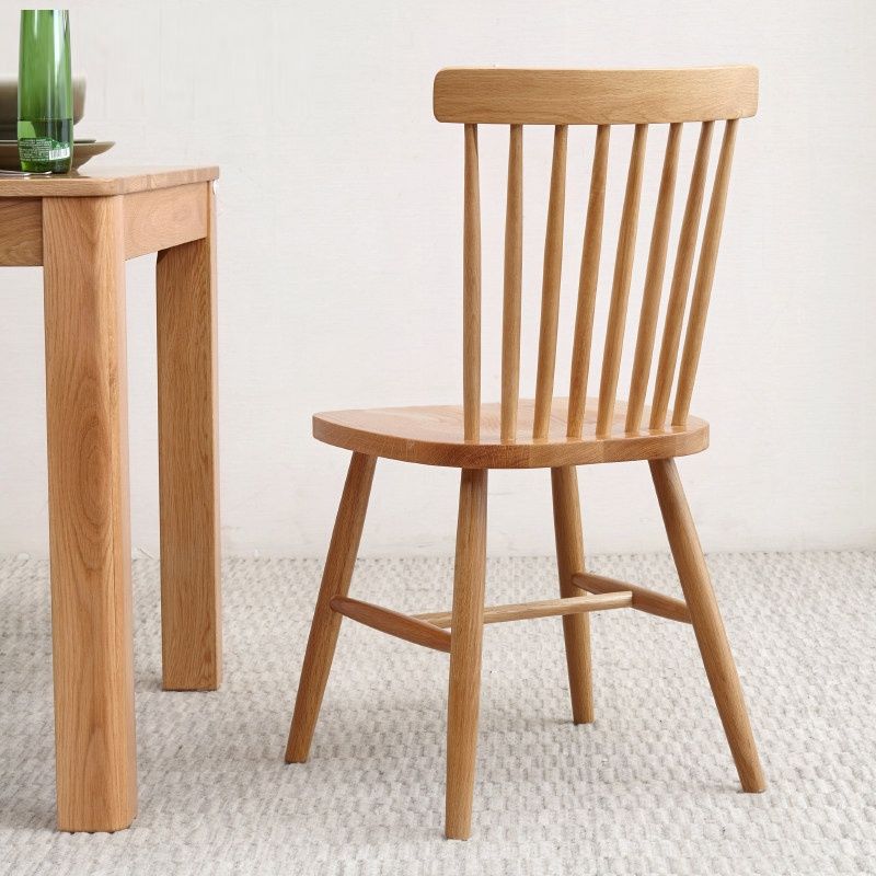 Retro Splayed Leg Curved Dining Chair — Walnut Wood Color