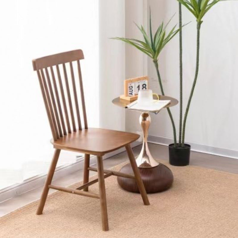 Retro Splayed Leg Curved Dining Chair — Cherry Wood Color