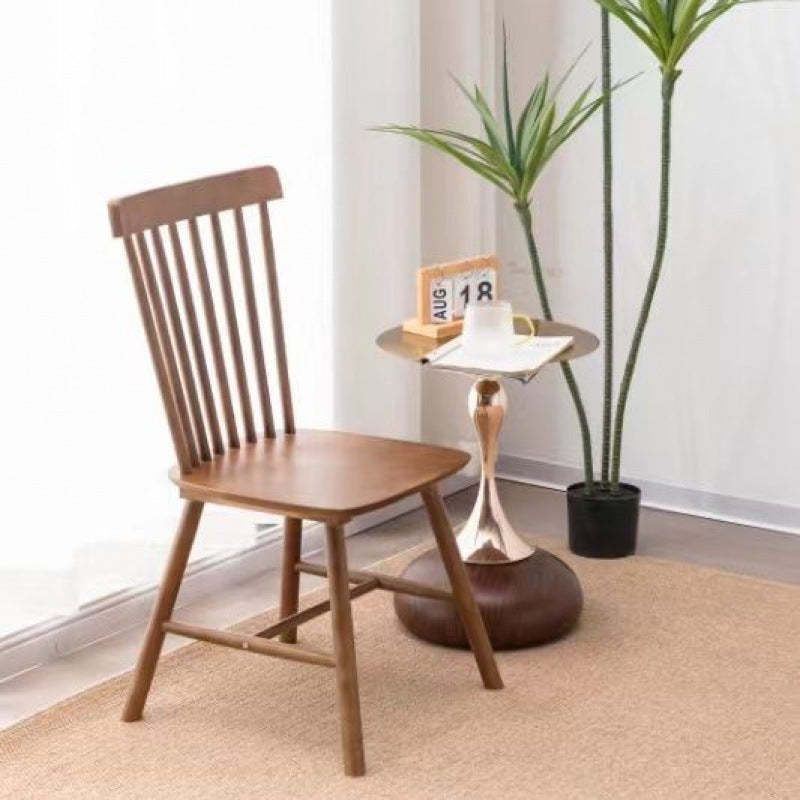 Retro Splayed Leg Curved Dining Chair — Cherry Wood Color