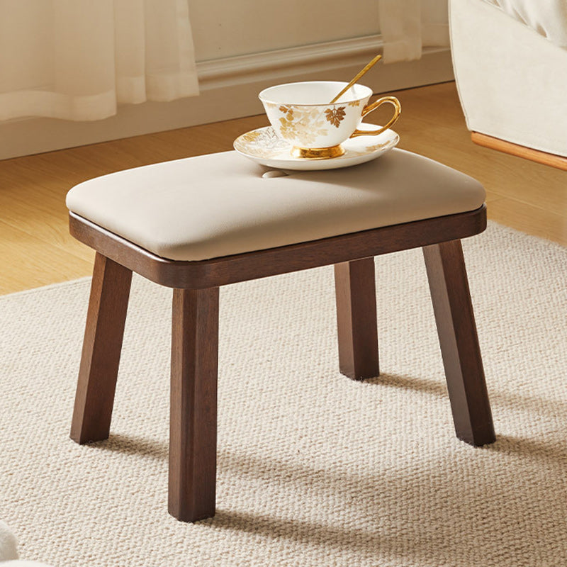 Vintage Leather Wood Low Stool