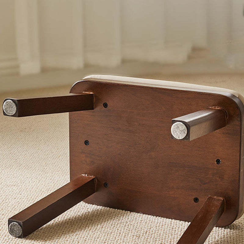 Vintage Leather Wood Low Stool
