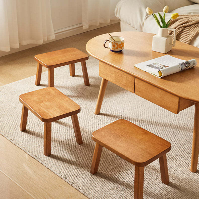 Vintage Leather Wood Low Stool