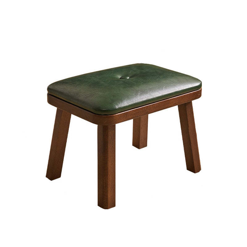 Vintage Leather Wood Low Stool