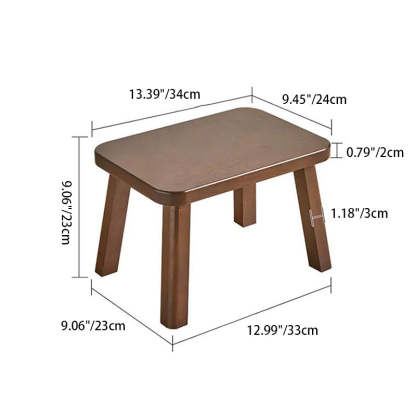 Vintage Leather Wood Low Stool — Cherry Color Solid Wood Seat + Cherry Color Frame