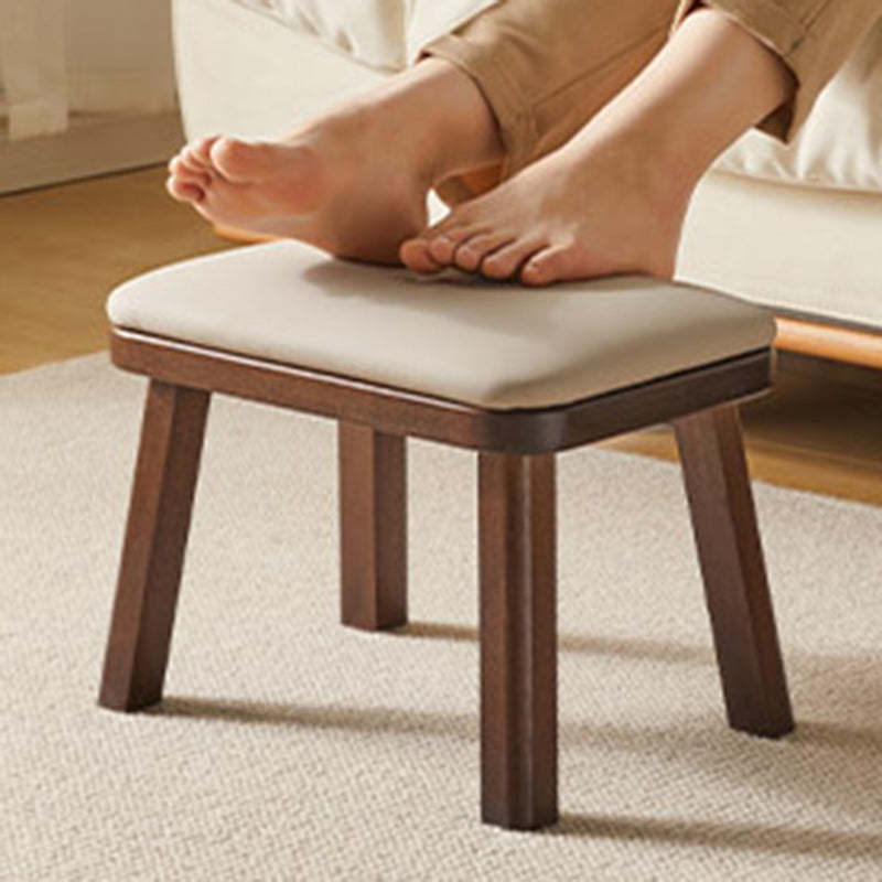 Vintage Leather Wood Low Stool