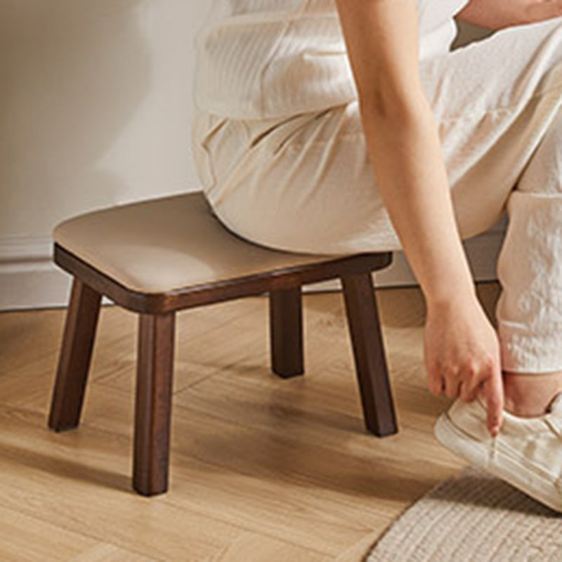 Vintage Leather Wood Low Stool