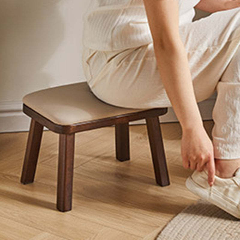 Vintage Leather Wood Low Stool