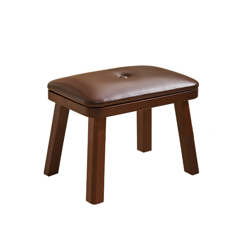 Vintage Leather Wood Low Stool