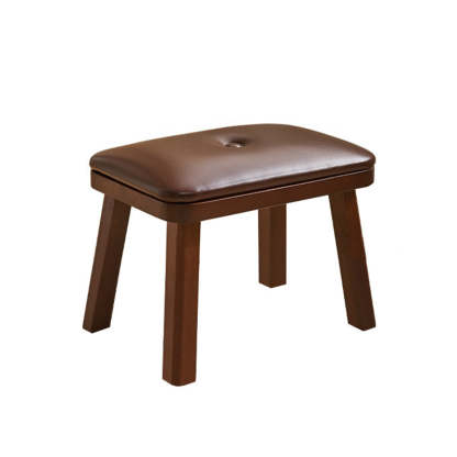 Vintage Leather Wood Low Stool