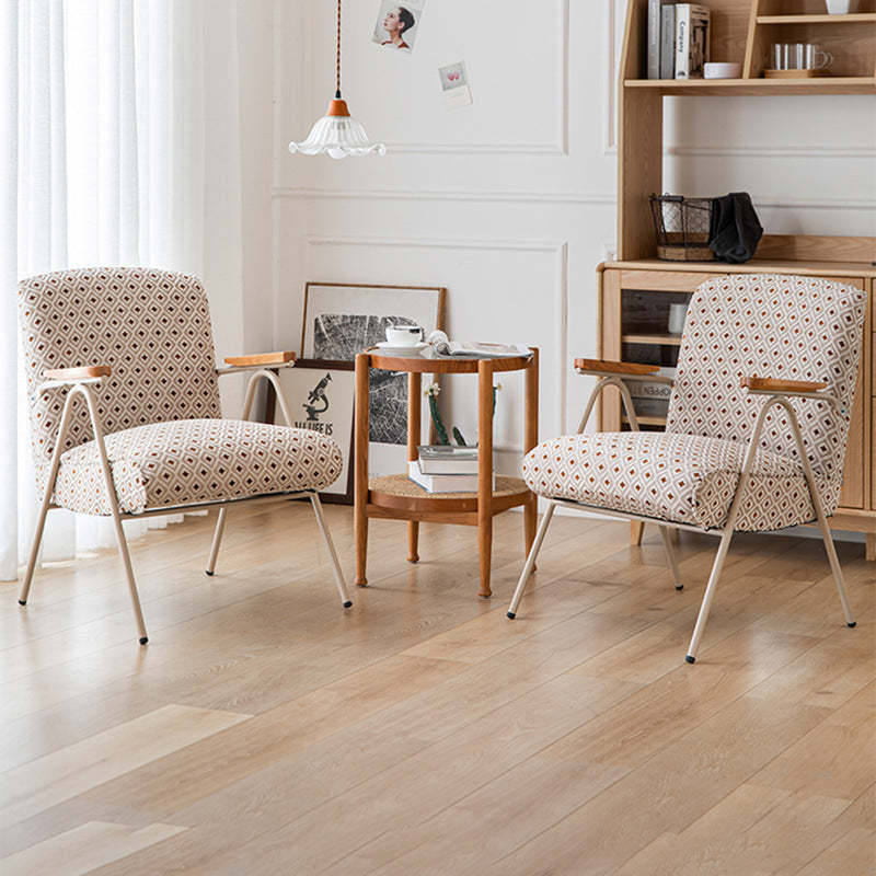 French Velvet Iron V-Leg Accent Chair