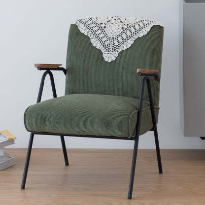 French Velvet Iron V-Leg Accent Chair — Khaki Dutch Velvet Seat + White Legs