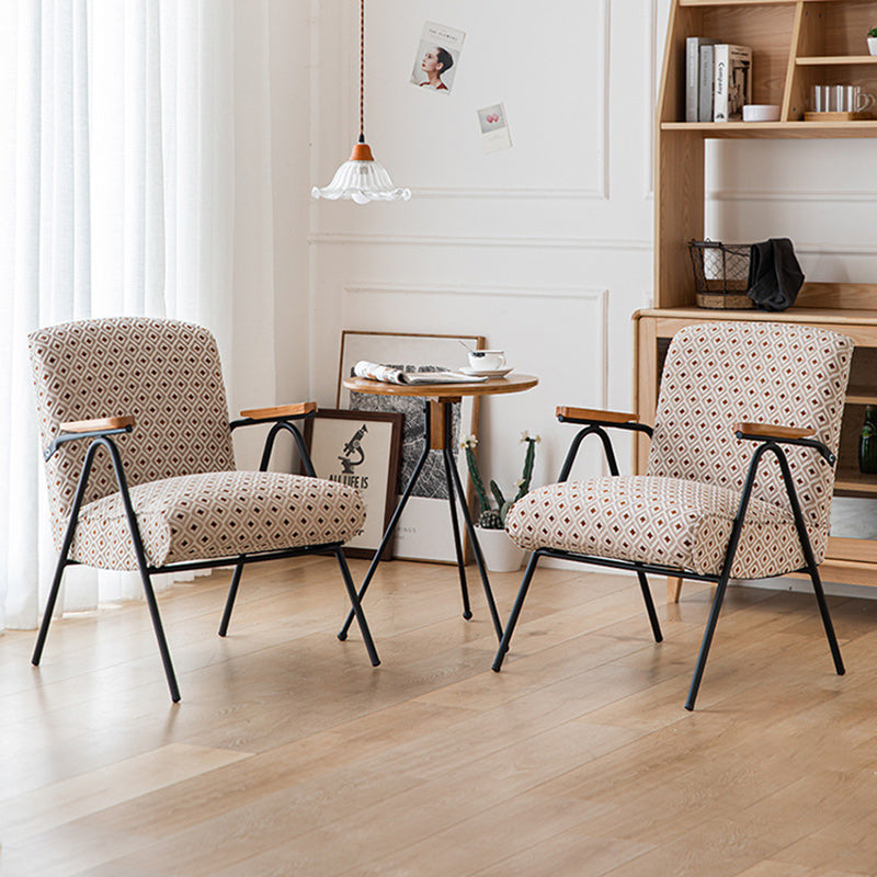 French Velvet Iron V-Leg Accent Chair