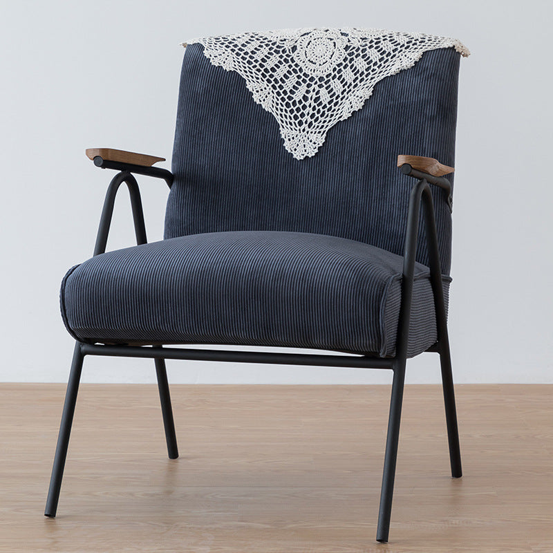 French Velvet Iron V-Leg Accent Chair — Dark Green Dutch Velvet Seat + White Legs