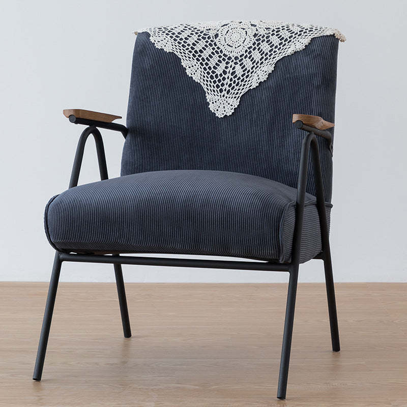 French Velvet Iron V-Leg Accent Chair — Dark Green Dutch Velvet Seat + White Legs