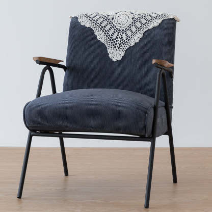 French Velvet Iron V-Leg Accent Chair — Dark Green Dutch Velvet Seat + White Legs