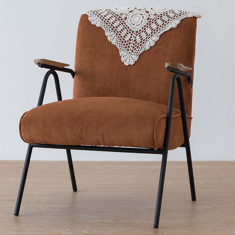 French Velvet Iron V-Leg Accent Chair