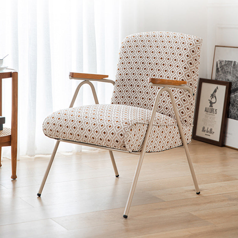 French Velvet Iron V-Leg Accent Chair
