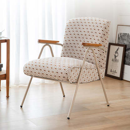 French Velvet Iron V-Leg Accent Chair