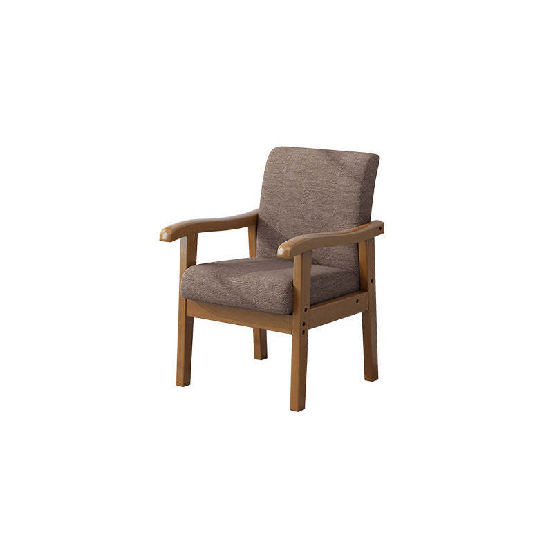 Vintage Fabric Wooden Frame Dining Chair — Cherry Wood Color Frame + Beige Seat