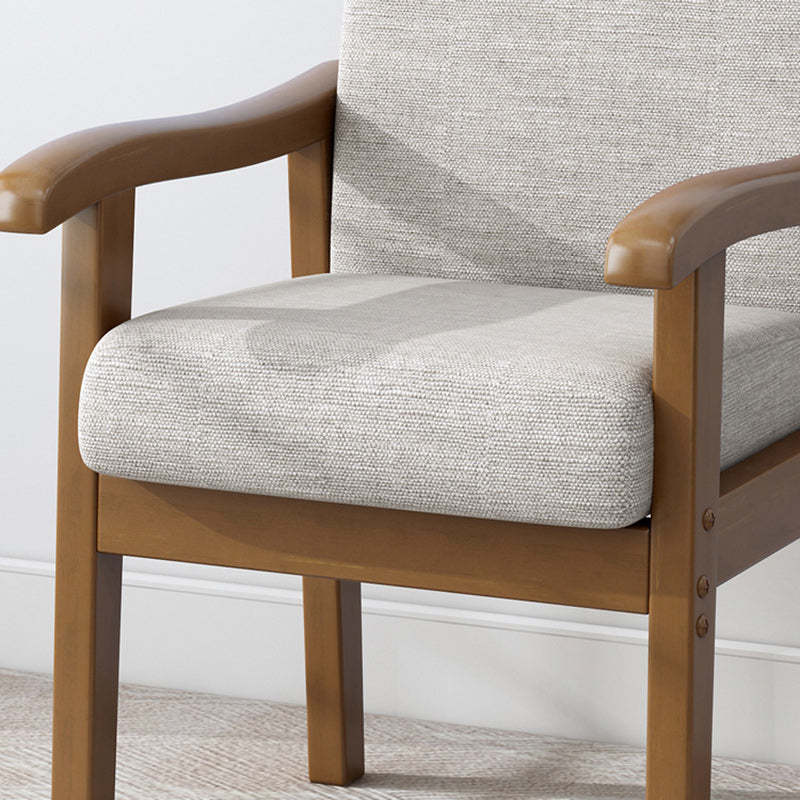 Vintage Fabric Wooden Frame Dining Chair — Original Wood Color Frame + Coffee Seat
