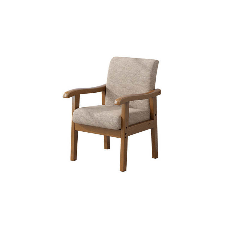 Vintage Fabric Wooden Frame Dining Chair — Black Frame + Coffee Seat