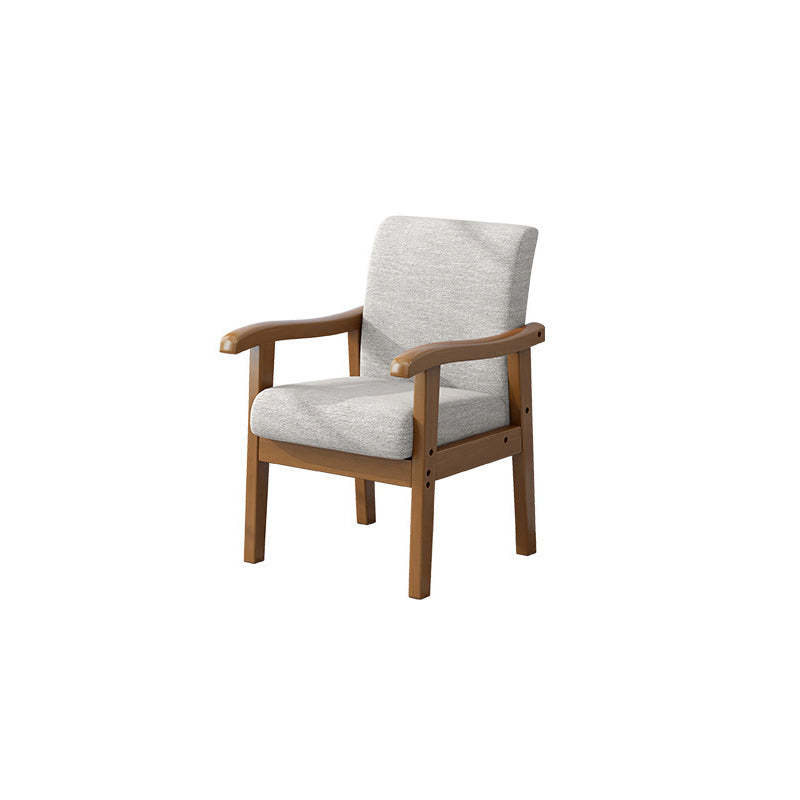 Vintage Fabric Wooden Frame Dining Chair — Black Frame + Khaki Seat