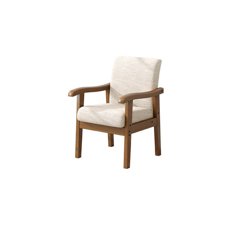 Vintage Fabric Wooden Frame Dining Chair — Black Frame + Beige Seat