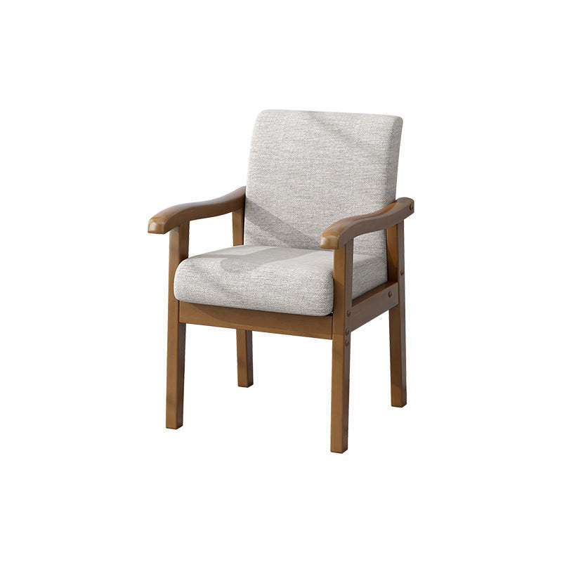 Vintage Fabric Wooden Frame Dining Chair — Black Frame + Light Gray Seat