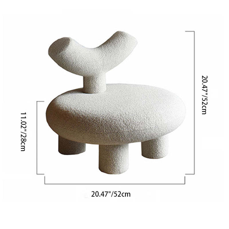 Nordic Velvet Y-Back Low Stool — White