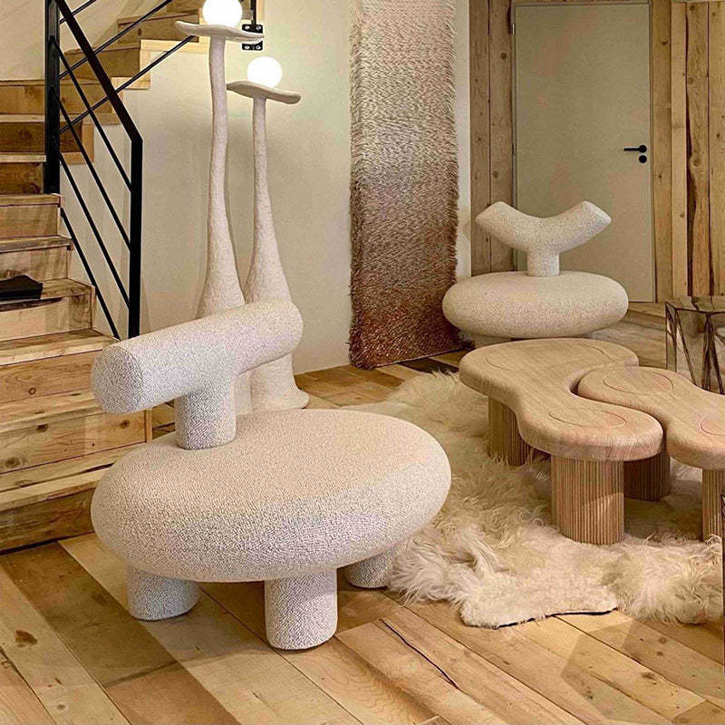 Nordic Velvet Y-Back Low Stool