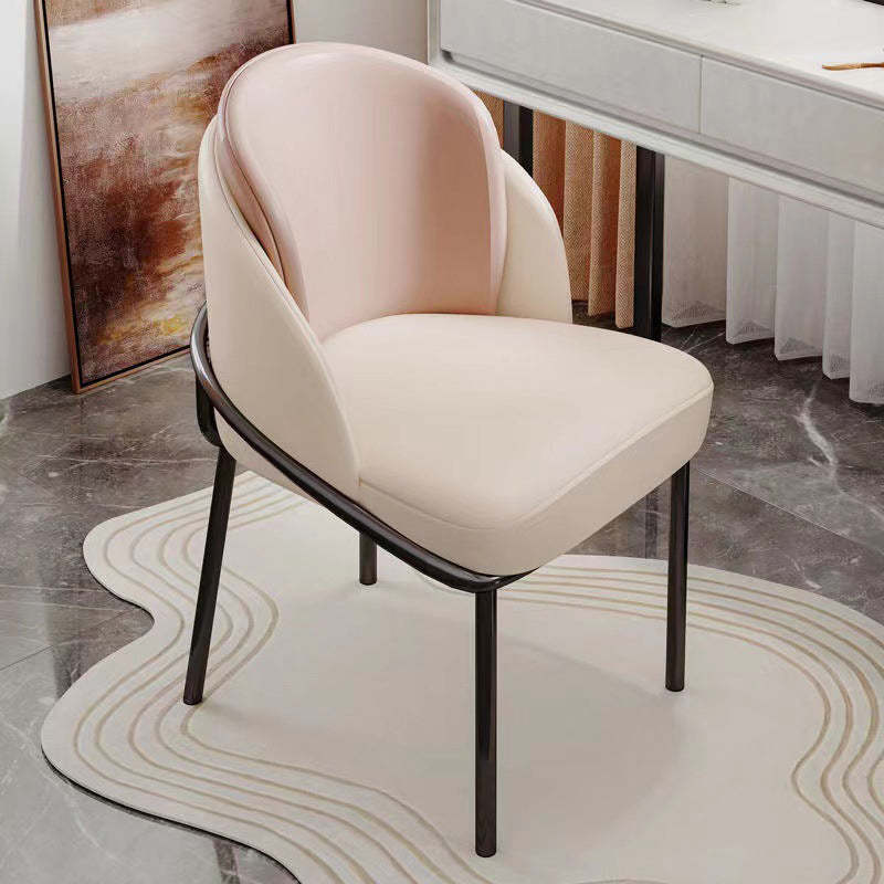 Curved Leather Iron Legs Vanity Stool
