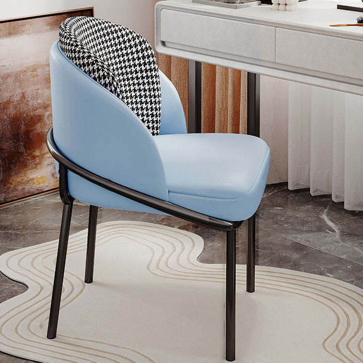 Luxury legs curved vanity stools in leather iron