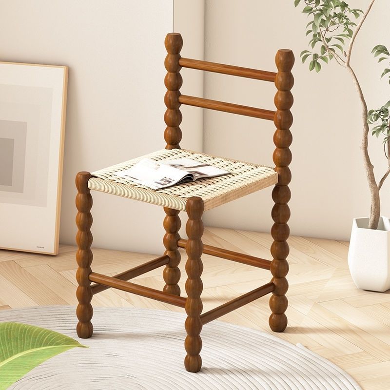 French Rope Woven Ladder Back Dining Chair