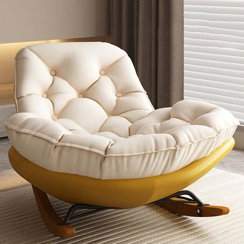 Nordic Arc Velvet Upholstered Rocking Chair — A / Yellow + White